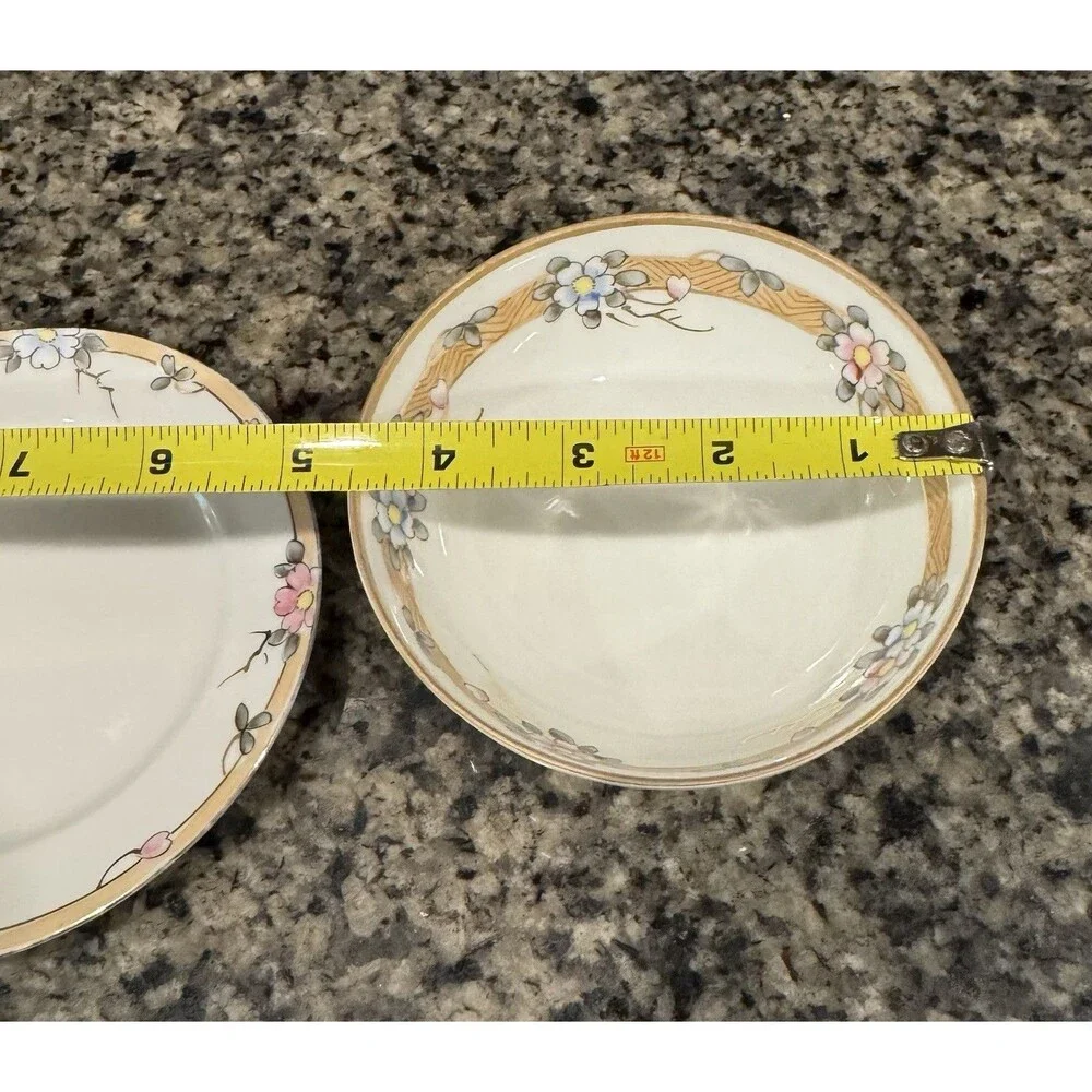 Nippon 3 Piece Mayo Set Hand Painted Bowl Saucer Ladle